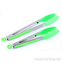 Best Premium Kitchen Tongs Set - Heavy-Duty  Stainless Steel Tongs with Silicone Tips - Best for Cooking  Baking  Serving Salad  Grilling & BBQ  Heat Resistant - 9 Inch and 12 Inch (Green) - B01A32ZRLG